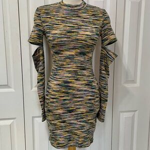 Divided Multicolor Long Sleeve Dress